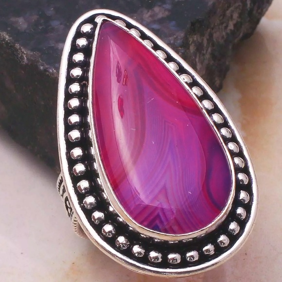 Jewelry - Botswana Agate silver ring size 8 & 9